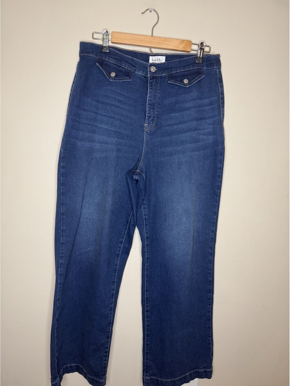 Nicole Miller Nomad Super High Rise Wide Leg Stretch Jeans Size 12 Dark Blue